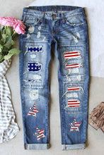 Load image into Gallery viewer, US Flag Mid-Rise Waist Straight Jeans
