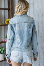 Load image into Gallery viewer, Veveret Distressed Button Up Denim Jacket
