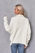 Load image into Gallery viewer, Quarter Zip Dropped Shoulder Sweater
