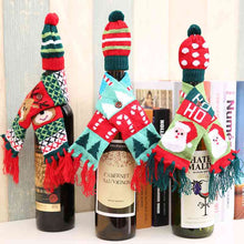 Load image into Gallery viewer, Christmas Hat and Scarf Wine Bottle Decoration
