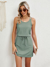 Load image into Gallery viewer, Eyelet Scoop Neck Sleeveless Dress
