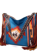 Load image into Gallery viewer, Geometric Fringe Canvas Tote Bag
