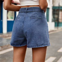 Load image into Gallery viewer, Tie Belt Denim Shorts with Pockets
