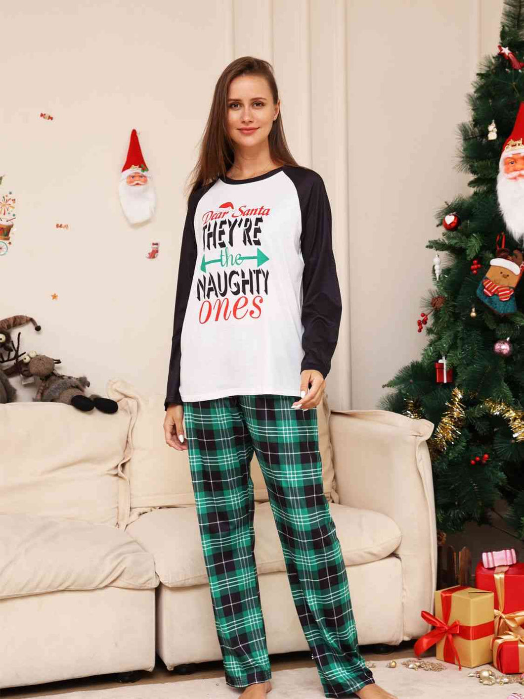 Adults Holiday Pajamas - Naughty or nice? Family Matching