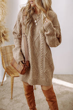 Load image into Gallery viewer, Cable-Knit Round Neck Sweater Dress
