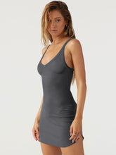 Load image into Gallery viewer, Scoop Neck Wide Strap Mini Dress
