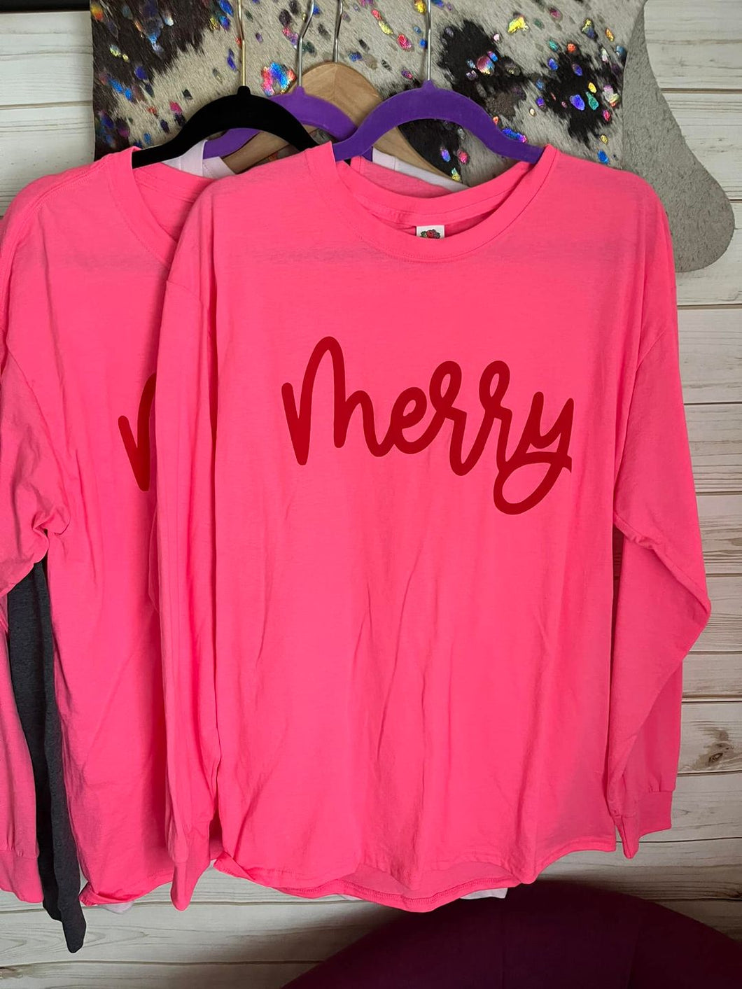 Bright Pink Merry - Long Sleeve Tee