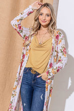 Load image into Gallery viewer, And The Why Floral Kimono Open Front Longline Cardigan
