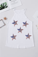 Load image into Gallery viewer, Sequin US Flag Star Grecian Neck Tank
