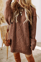 Load image into Gallery viewer, Cable-Knit Round Neck Sweater Dress
