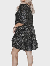 Load image into Gallery viewer, Full Size Sequin Round Neck Half Sleeve Mini Dress
