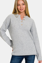 Load image into Gallery viewer, Zenana Button Closure Drop Shoulder Sweater
