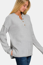 Load image into Gallery viewer, Zenana Button Closure Drop Shoulder Sweater
