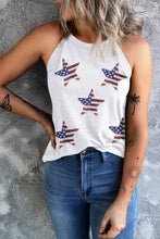 Load image into Gallery viewer, Sequin US Flag Star Grecian Neck Tank
