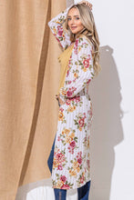 Load image into Gallery viewer, And The Why Floral Kimono Open Front Longline Cardigan
