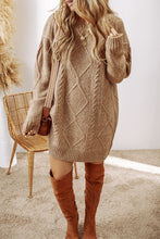 Load image into Gallery viewer, Cable-Knit Round Neck Sweater Dress
