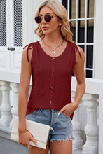 Load image into Gallery viewer, Eyelet Round Neck Wide Strap Tank
