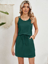 Load image into Gallery viewer, Eyelet Scoop Neck Sleeveless Dress
