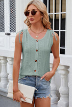 Load image into Gallery viewer, Eyelet Round Neck Wide Strap Tank
