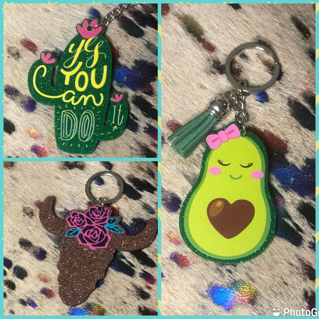 Keychains - Bull, Cactus & Avocado