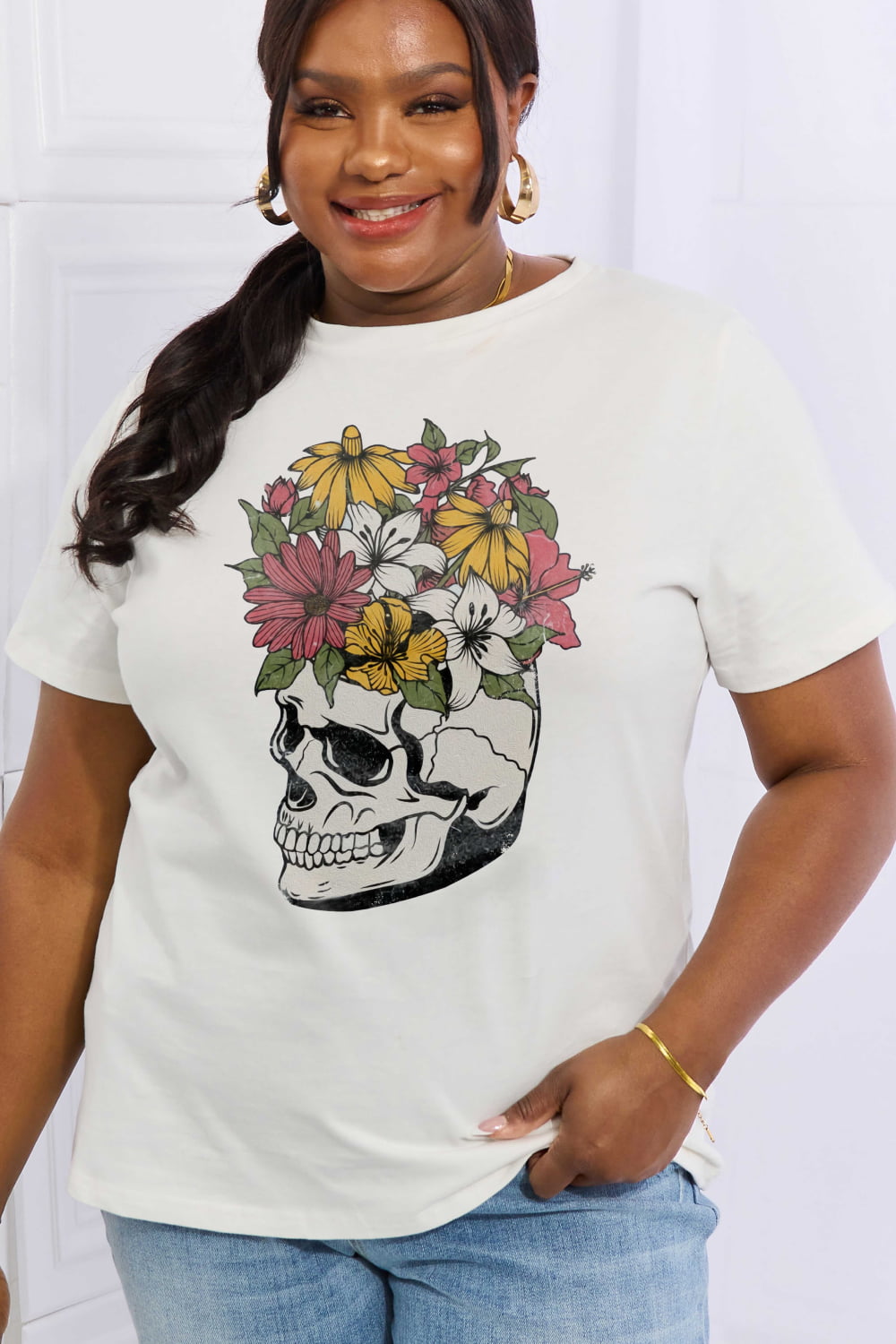 Simply Love Skull Graphic Cotton Tee