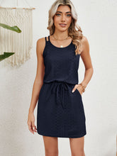 Load image into Gallery viewer, Eyelet Scoop Neck Sleeveless Dress
