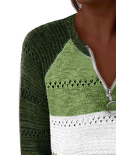 Load image into Gallery viewer, Full Size Color Block Half Zip Sweater
