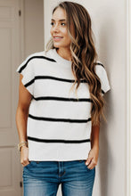 Load image into Gallery viewer, Striped Round Neck Cap Sleeve Sweater
