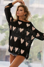 Load image into Gallery viewer, BiBi Heart Pattern Distressed Sweater
