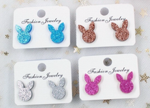 Load image into Gallery viewer, Glitter Bunny Rabbit Earrings
