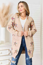 Load image into Gallery viewer, Double Take Star Pattern Open Front Longline Cardigan
