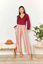 Load image into Gallery viewer, Double Take Striped Smocked Waist Pants with Pockets
