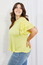 Load image into Gallery viewer, Culture Code Mi Amor Full Size Round Neck Ruffle Sleeve Top in Yellow

