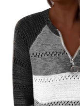 Load image into Gallery viewer, Full Size Color Block Half Zip Sweater
