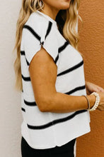 Load image into Gallery viewer, Striped Round Neck Cap Sleeve Sweater
