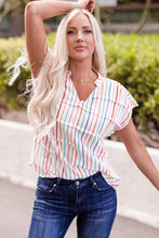 Load image into Gallery viewer, Sunshine Stripe Notched Neck Blouse
